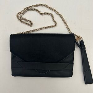 Kate & Alex Crossbody Wristlet Cuffaro Italian Designer Black Sleek Hide